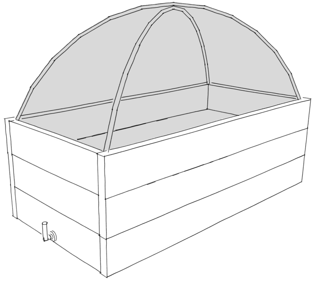 Bird netting for rasied wicking bed