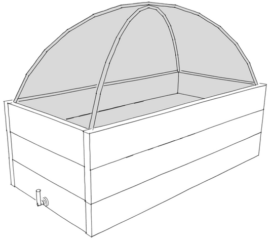 Bird netting for rasied wicking bed