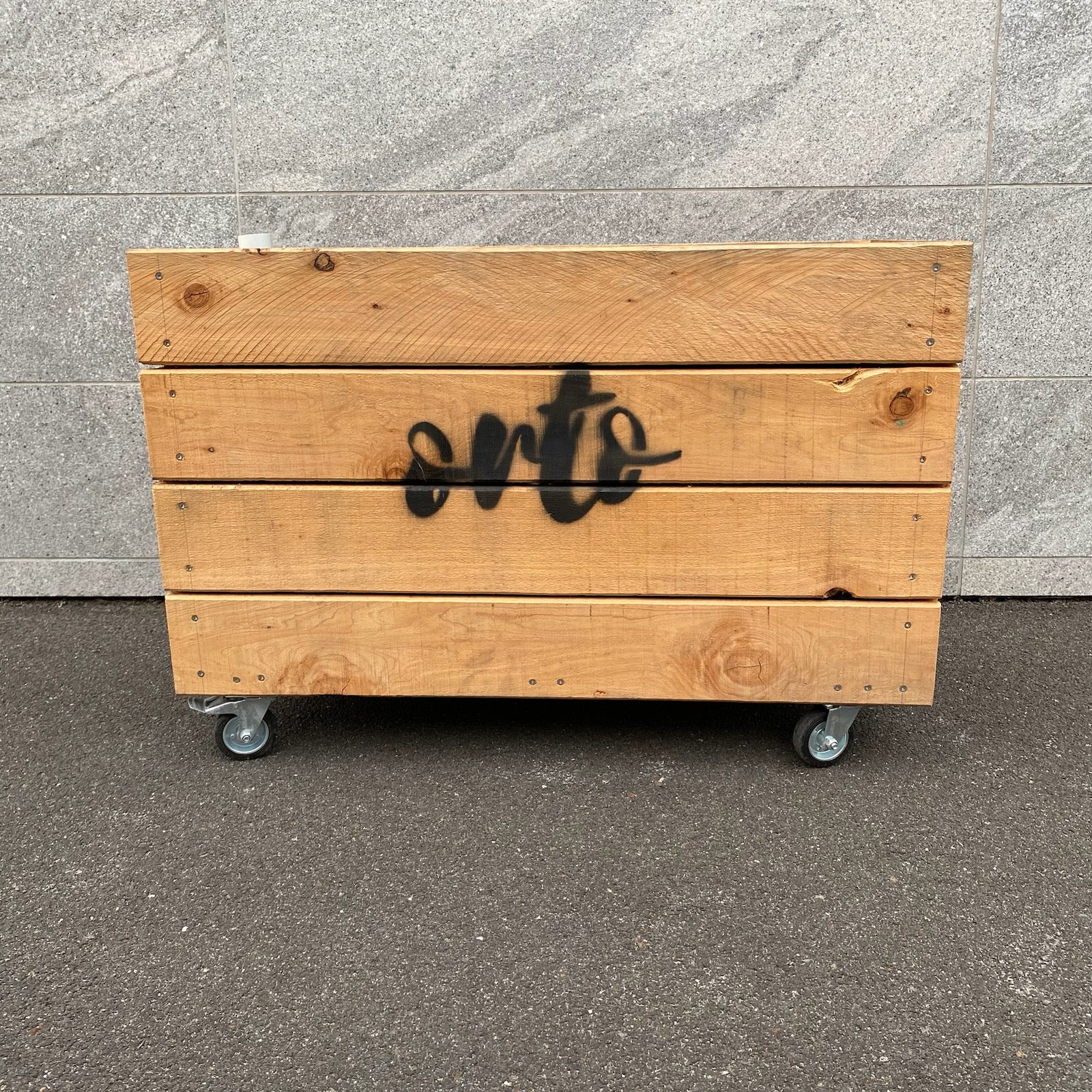 Cypress self watering planter box on wheels front view